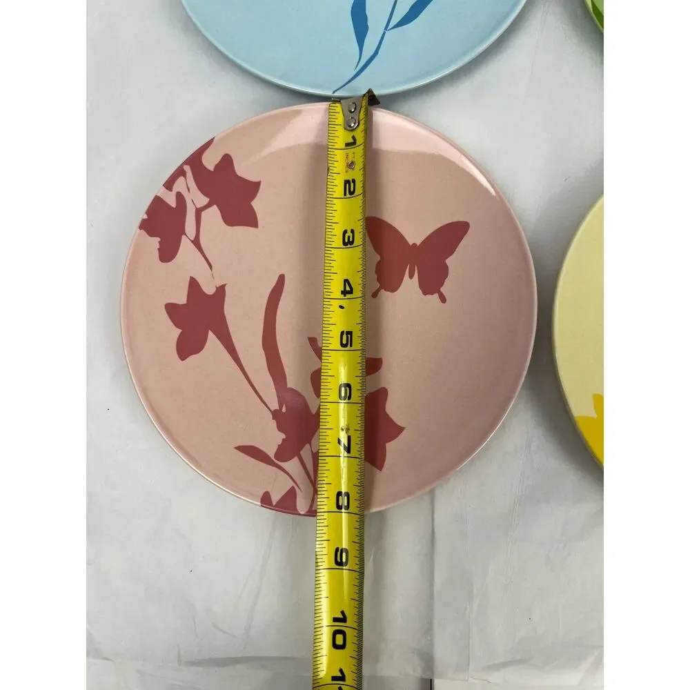 Vintage RedEnvelope Ceramic Snack Plates Set of 4 Pastel Botanical Cottagecore